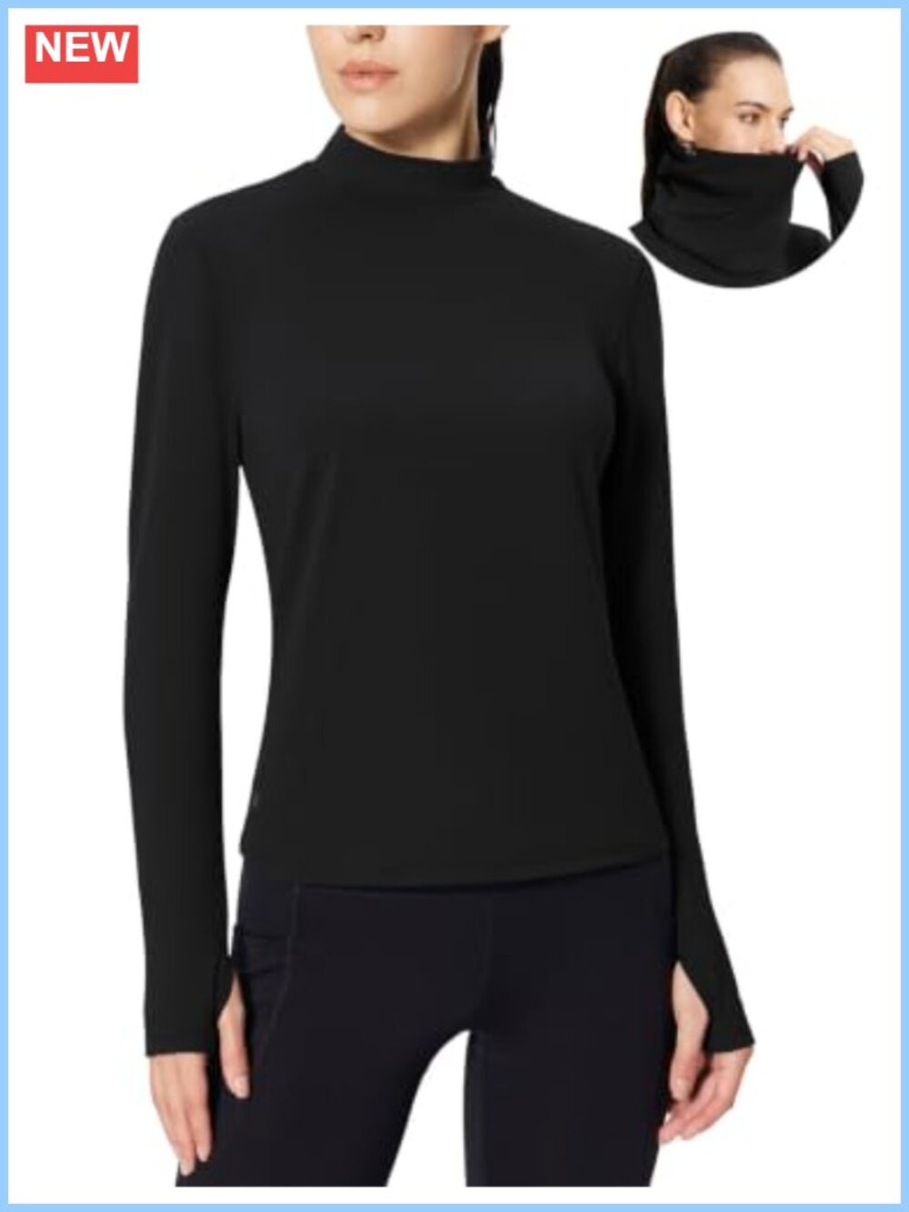 Women's Thermal Long Sleeve Shirt Fleece Lined Base Layer Mock Neck